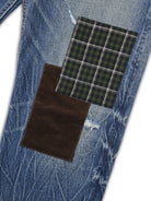 SOD Distressed Patchwork Jeans in Blue - Detail