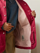 USAGE Washed Heavyweight Cotton Chore Jacket in Red - On Male Model