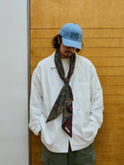 USAGE Cotton Workwear Shirt Jacket in White - On Male Model