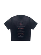MASONPRINCE Distressed Typographic Cotton T Shirt in Black