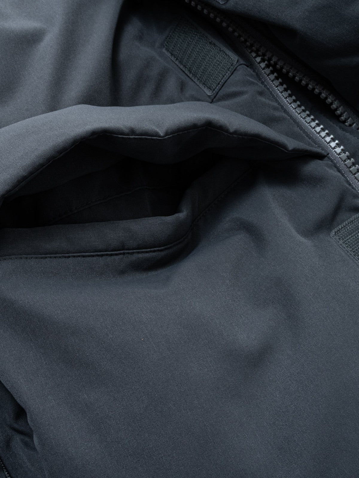 SOD Mid Length Hooded Down Puffer in Black - Detail