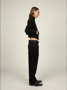 FaxCopyExpress Detachable Pad Cropped Fleece Jacket in Black - On Model