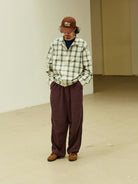 USAGE Gradient Plaid Cotton Blouson in Off-White - On Male Model