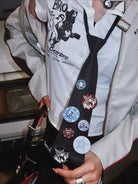 BeerBro Preppy Graphic Badge Necktie in Navy Blue - Lifestyle