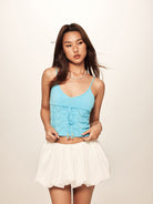 BEERBRO Puffy Bubble Mini Skirt in White - On Female Model