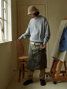 USAGE Reversible Cotton Crewneck Sweatshirt in Heather Gray - On Male Model