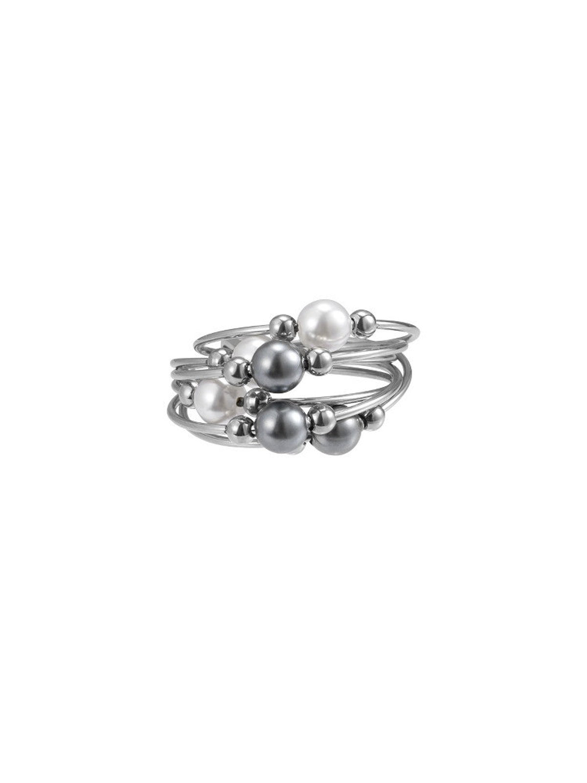BLACKHEAD Entwined Pearl Steel Ring in Silver