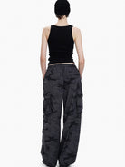 MASONPRINCE Camo Nylon Cargo Parachute Pants in Gray - On Model