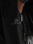 MASONPRINCE Striped Cotton Blend Track Shorts in Black - On Model