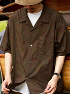 USAGE Floral Japanese Cotton Aloha Shirt in Brown - On Male Model