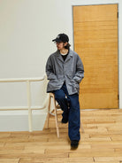 USAGE Cotton Workwear Shirt Jacket in Gray - On Male Model