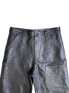 UNKNOWNWORLD Horsehide Double Knee Work Pants in Black - Detail