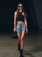 SMFK Lightweight Drawstring Track Shorts in Gray - On Female Model