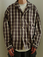 USAGE Gradient Plaid Cotton Blouson in Brown - On Male Model
