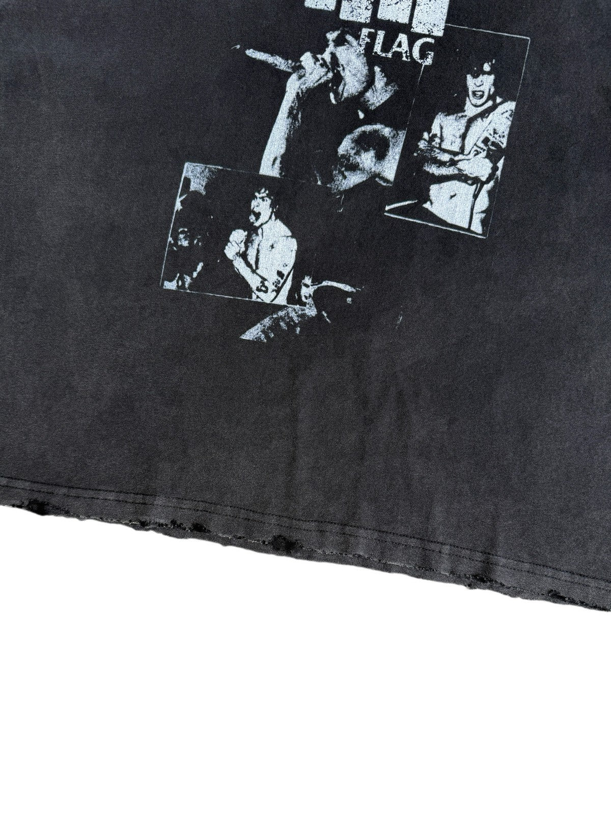 UNKNOWNWORLD Sun Faded Distressed Flag Print T Shirt in Black - Detail