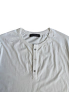 UNKNOWNWORLD Distressed Cotton Henley T Shirt in White - Detail