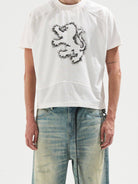BLINDNOPLAN Sorona Panelled Graphic T Shirt in Blue - On Male Model