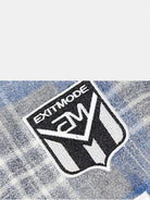 BLINDNOPLAN Paneled Plaid Pullover Hoodie in Blue - Detail