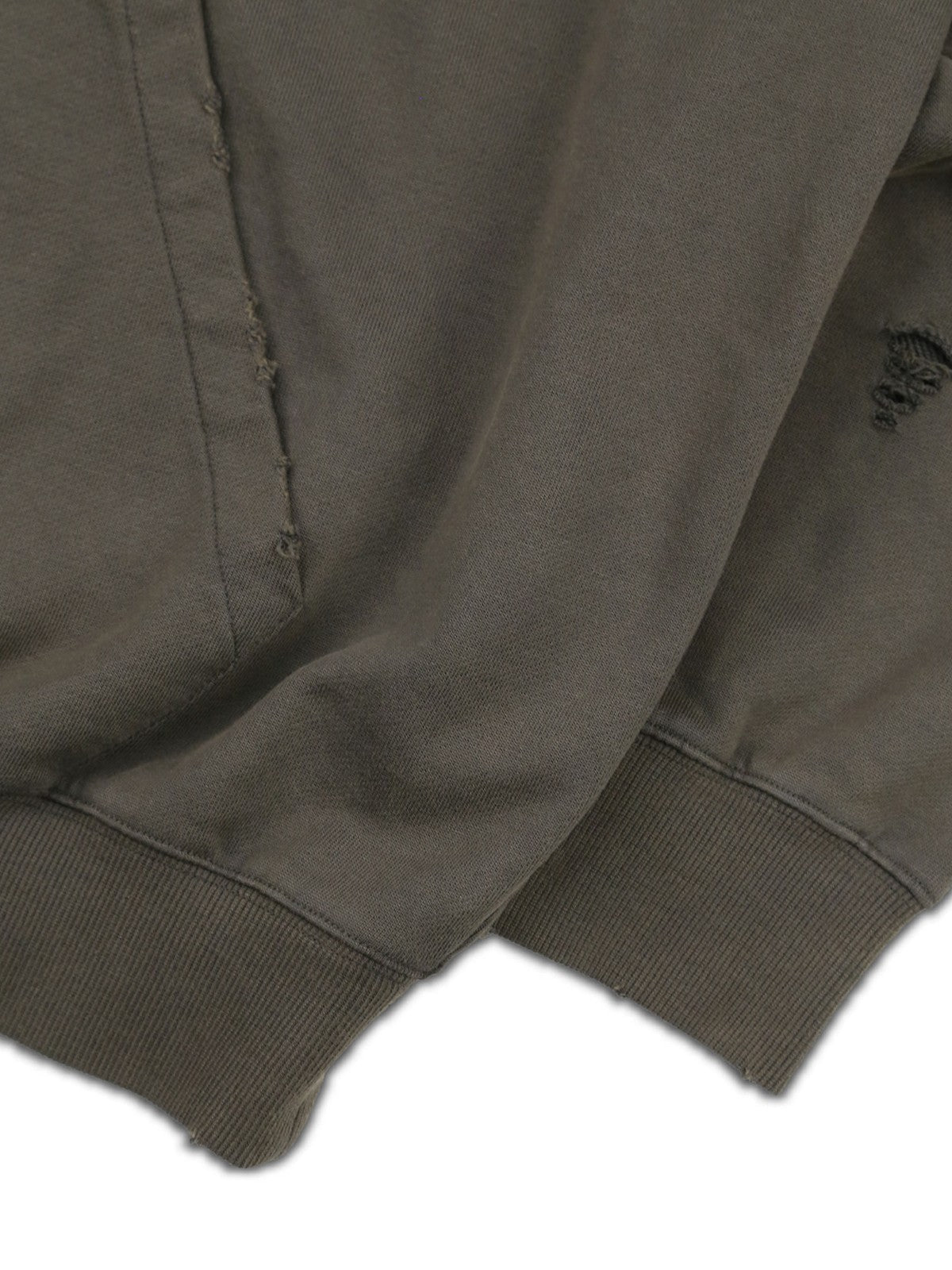 SOD Heavy Washed Distressed Hoodie in Green - Detail