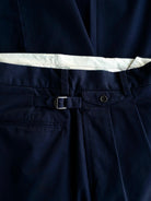 USAGE Pleated Cotton Twill Chinos in Navy Blue - Detail