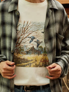 USAGE Canoe Club Graphic Cotton T Shirt in White - On Male Model