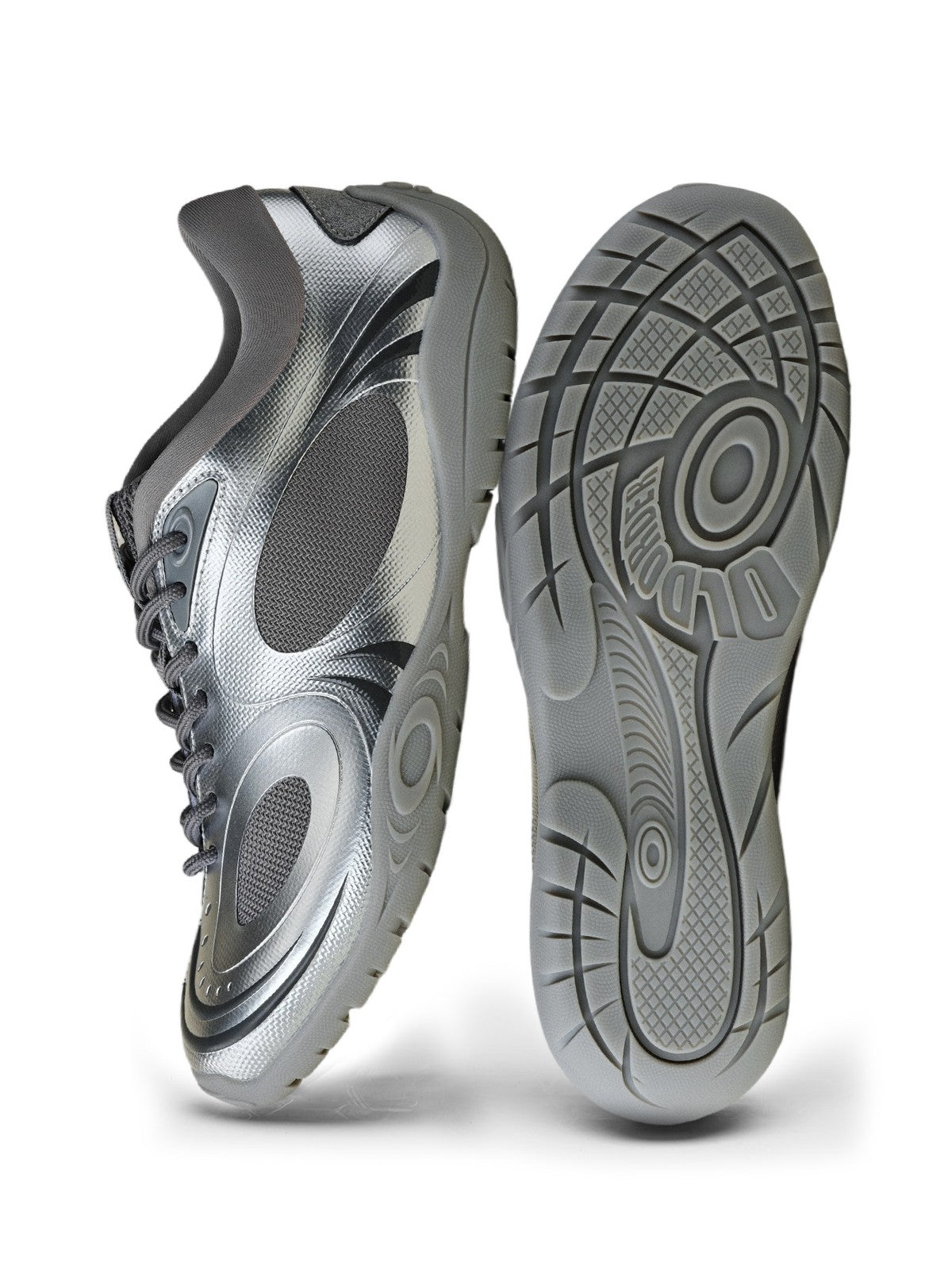 OLDORDER Metallic Chunky Track Sneakers in Silver