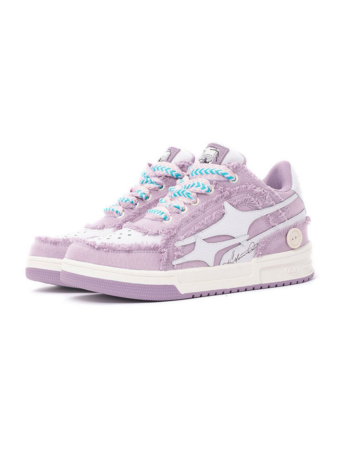 KILLWINNER Distressed Denim Low Top Sneakers in Purple