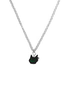 BLACKHEAD Green Eyed Cat Pendant Necklace in Black