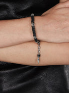BLACKHEAD Star Pendant Chain Bead Bracelet in Black - On Model