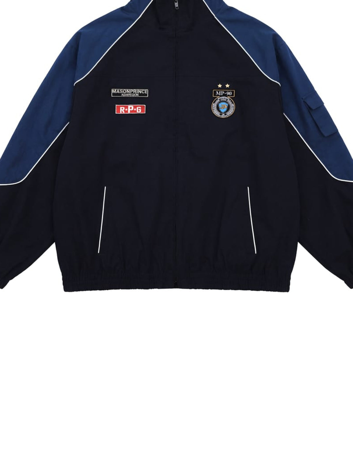 MASONPRINCE Color Block Badge Track Jacket in Blue