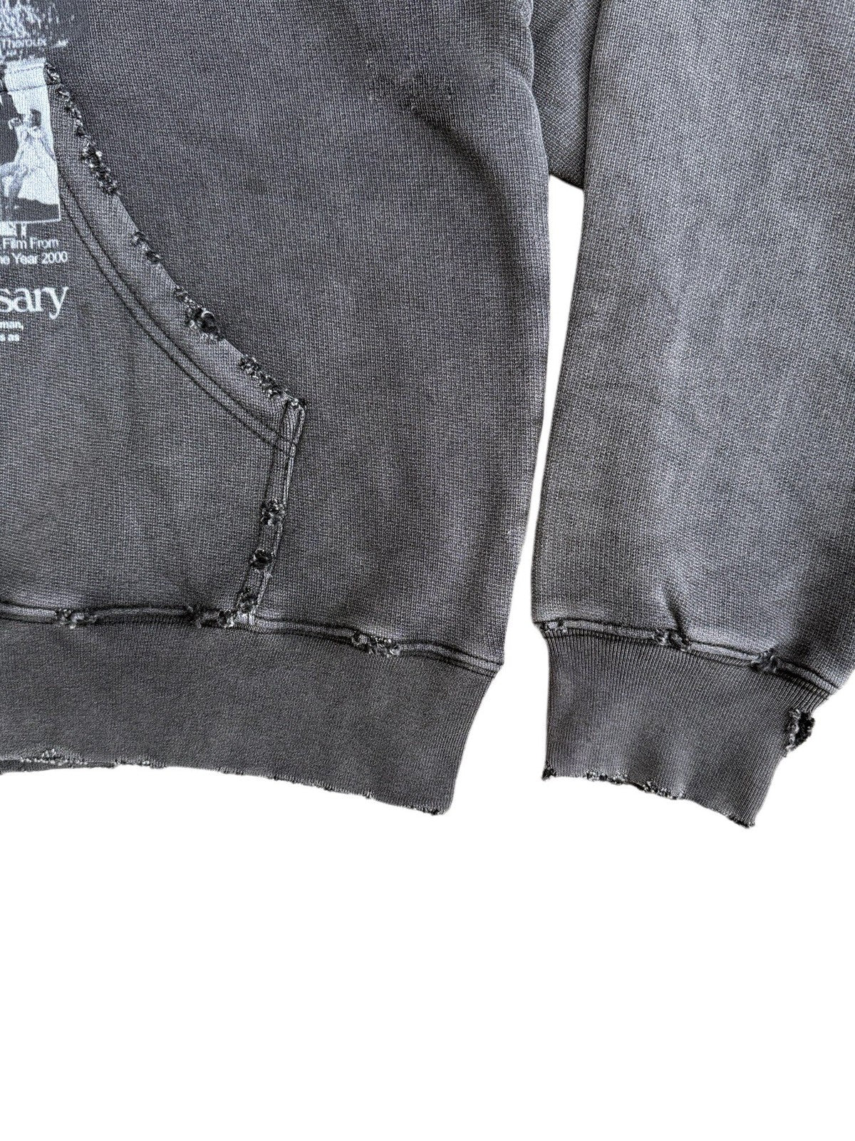 UNKNOWNWORLD Distressed Washed Graphic Hoodie in Black - Detail