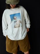 USAGE Vintage Photo Print Cotton T Shirt in White - On Male Model