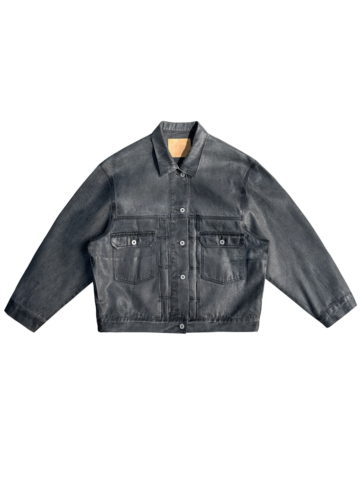 UNKNOWNWORLD Washed Grey Coated Trucker Jacket in Gray