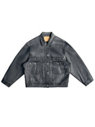 UNKNOWNWORLD Washed Grey Coated Trucker Jacket in Gray