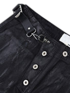 SOD Waxed Leather Buckle Jeans in Black - Detail