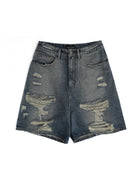 MASONPRINCE Washed Distressed Denim Shorts in Denim