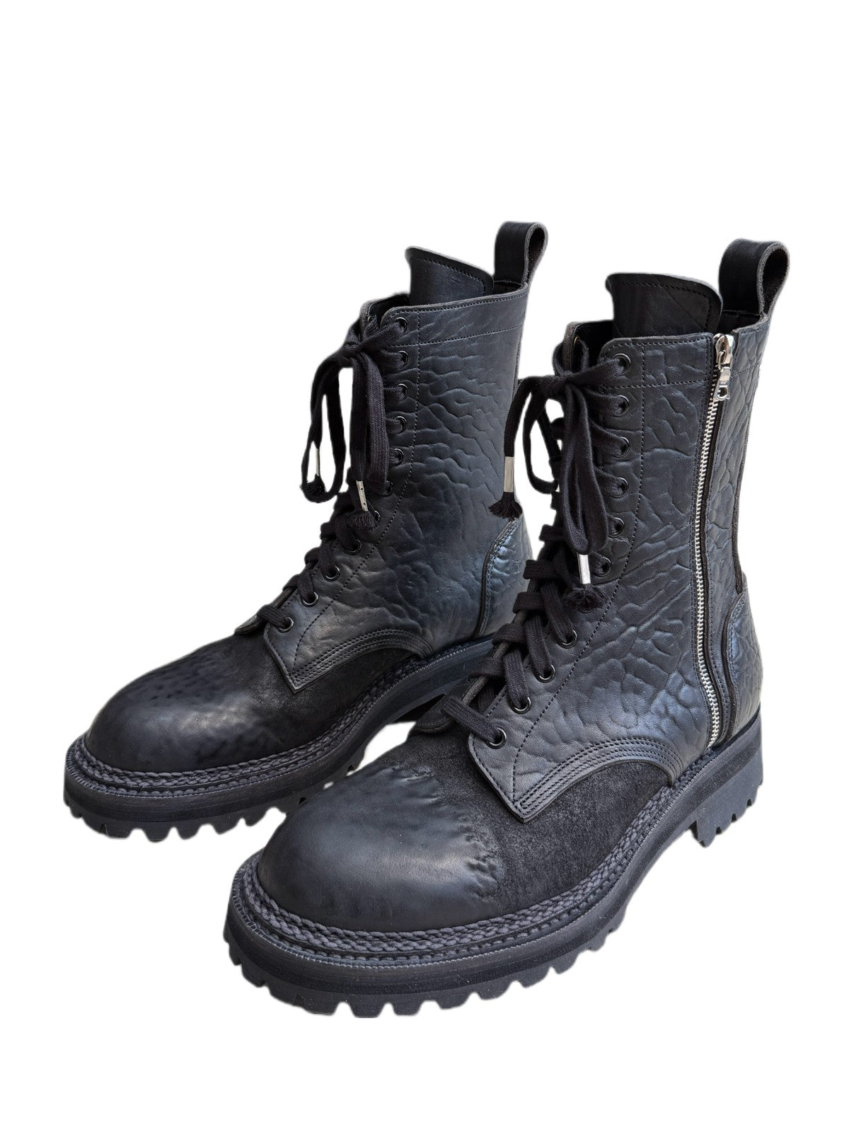 UNKNOWNWORLD Maryam Horse Leather Norwegian Welt Boots in Black