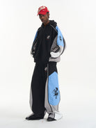 BLINDNOPLAN Color Block Paneled Wide Leg Pants in Black - On Male Model