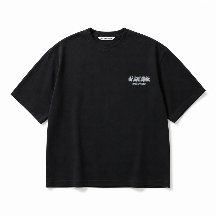 Mingstreet ASC launch still-life | MASONPRINCE | Graffiti Logo Cotton T Shirt | Black | crumple_regen_confirmed_2026-06-25