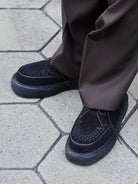 SOD Woven Suede Platform Sneakers in Black - On Model