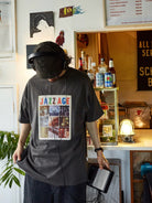 USAGE Heavyweight Graphic Cotton T Shirt in Dark Gray - On Model