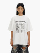 MASONPRINCE Vintage Wash Graphic Cotton T Shirt in White - On Female Model