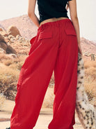 BeerBro Lightweight Parachute Pants in Red - On Female Model