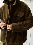 USAGE Wide Wale Corduroy Deck Jacket in Brown - On Male Model