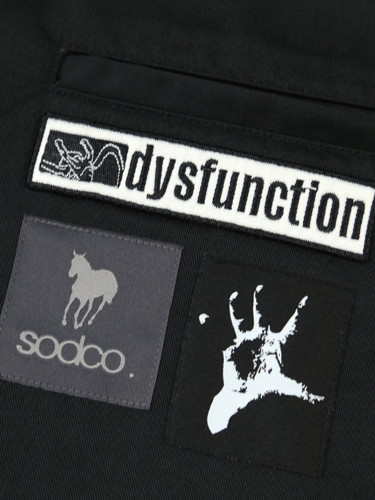 SOD Layered Sleeve Zip Up Shirt Jacket in Black - Detail