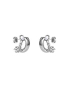BLACKHEAD Pearl Chain C Shape Earrings in Silver