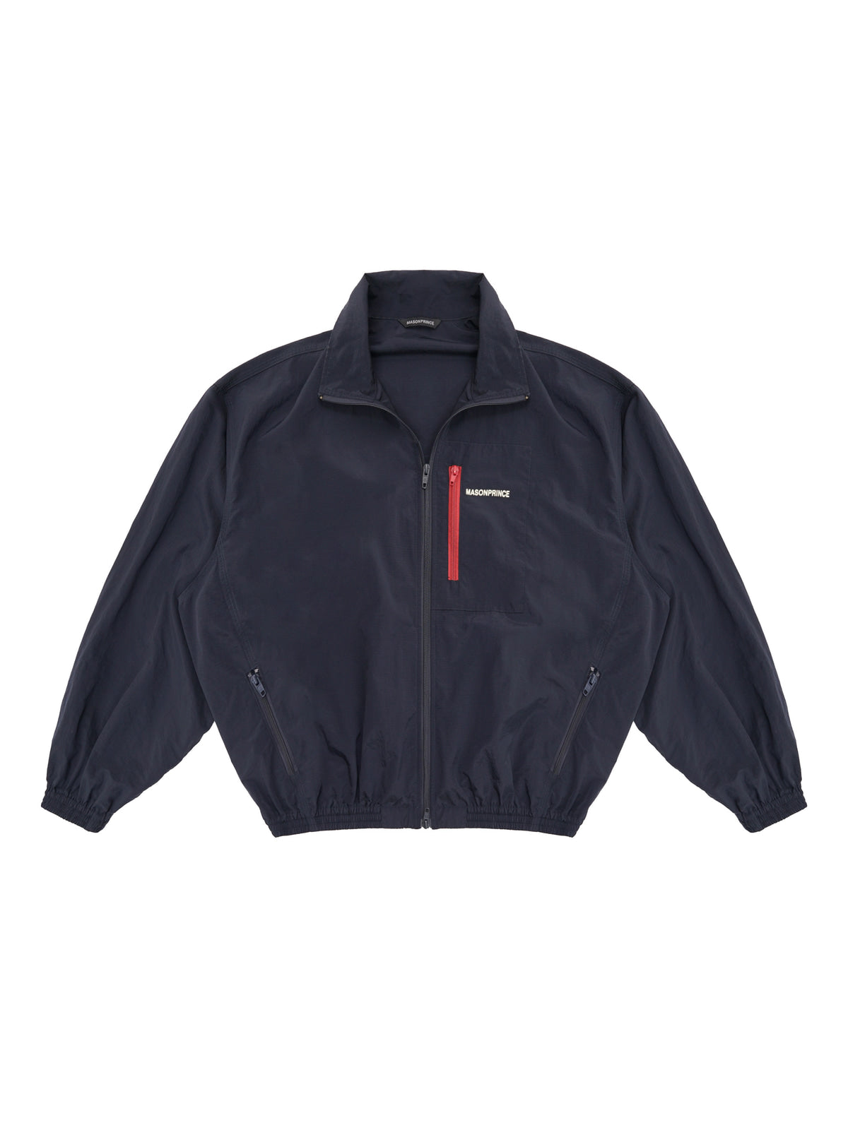 MASONPRINCE Lightweight Tonal Check Nylon Jacket in Navy Blue
