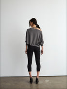 FaxCopyExpress Off Shoulder Overlay Sweatshirt in Gray - On Female Model