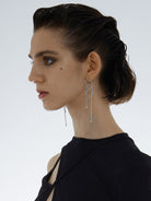 BLACKHEAD Wrapped Chain Drop Earrings in Silver - On Female Model