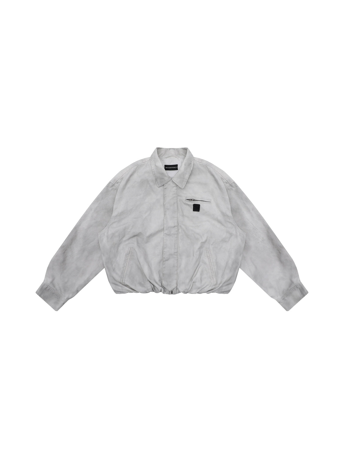 MASONPRINCE Distressed Cotton Cocoon Workwear Jacket in Gray